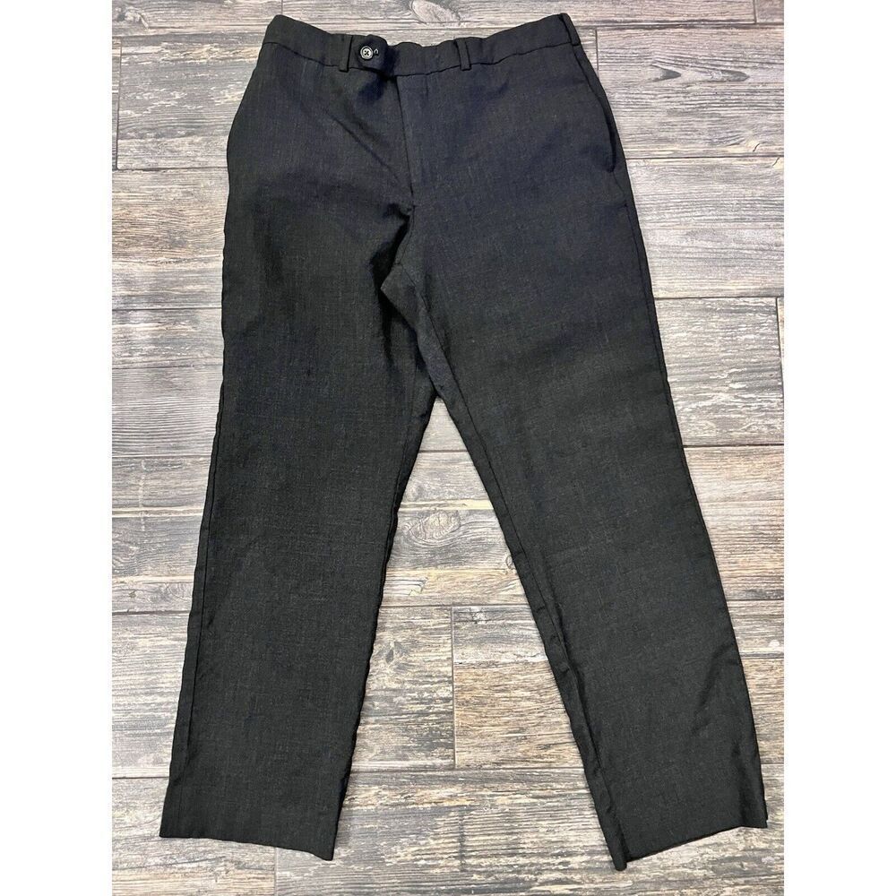 Lands' End Tailored Fit Gray Flat Front Wool Mens Dress Pants 34x28